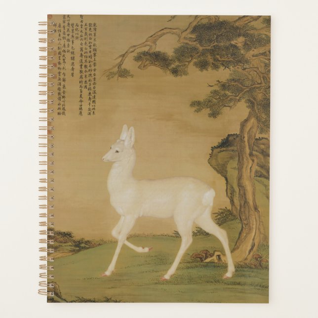 Chinesisch 1751 Auspicious Roh Deer & Tree Muster Planer (Vorderseite)