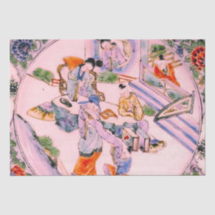 Chinesisch antike Rosa Chinoiserie Blumendekoupage Seidenpapier