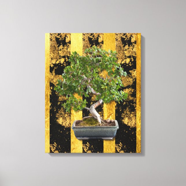 Chinesisch-Asiatische Bonsai Tree Stretched Canvas Leinwanddruck (Vorderseite)