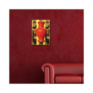 Chinesisch-asiatische Red Vase gesteppte Canvas Pr Leinwanddruck