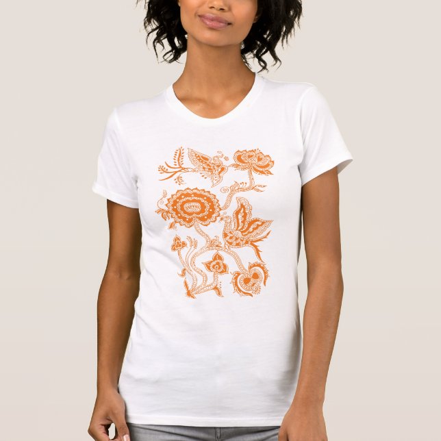 Chinesisch Batik ORANGE T-Shirt (Vorderseite)