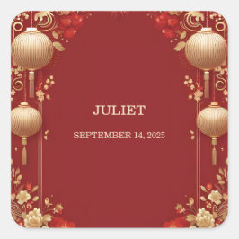 Chinesisch-Chinesisch-zweisprachiges Hei Bold-Brau Quadratischer Aufkleber