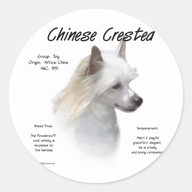 Chinesisch-Crested-History-Design Runder Aufkleber (Vorderseite)