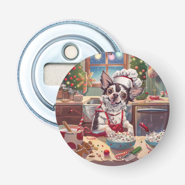 Chinesisch Crested Holiday Baking: Festliche Weihn Flaschenöffner (Vorderseite)