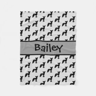 Chinesisch-Crested-Hund-Silhouette Fleecedecke