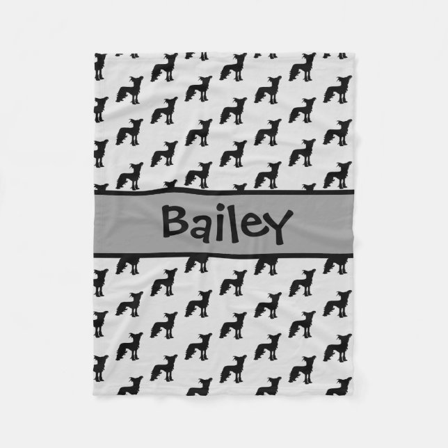 Chinesisch-Crested-Hund-Silhouette Fleecedecke (Vorderseite)