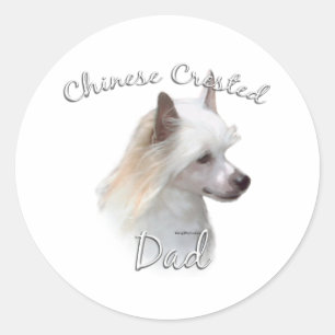 Chinesisch Crested (Pulver) Vater 2 Runder Aufkleber