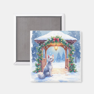 Chinesisch Cresteds Schneegazebo Weihnachtskunst Magnet