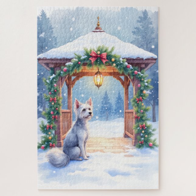 Chinesisch Crestet Schneegarten-Weihnachtskunst Puzzle (Vertikal)