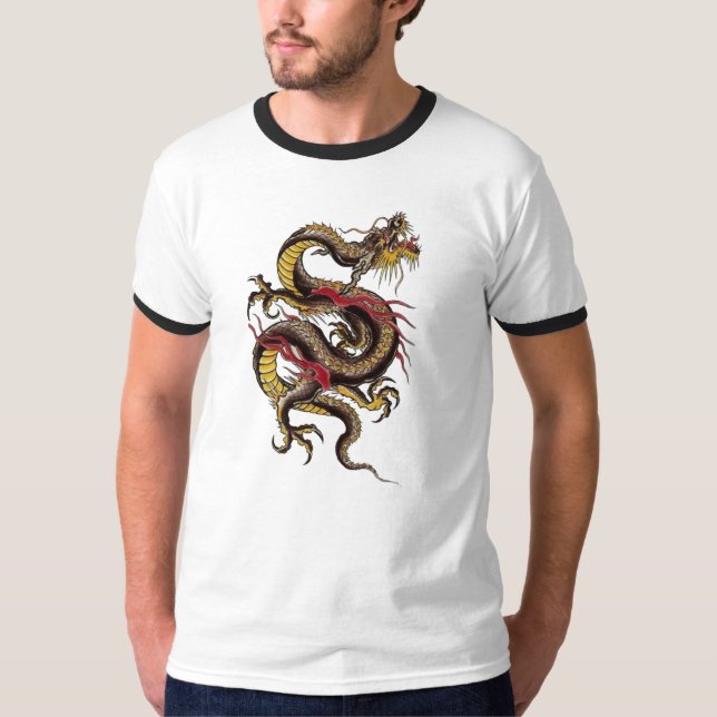 chinesisch-Drache-schwarz T-Shirt (Vorderseite)