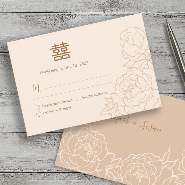 Chinesisch elegante Double Happiness Wedding RSVP (Von Creator hochgeladen)