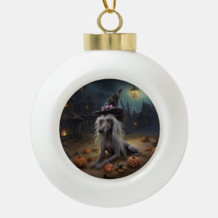 Chinesisch entkörnte Kürbisküren Halloween Beängst Keramik Kugel-Ornament