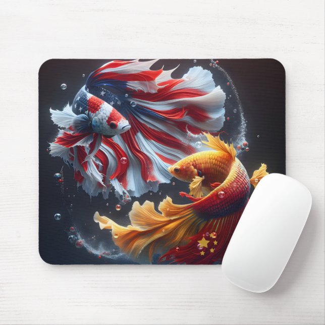 Chinesisch gegen American Betta Fish Mousepad (Mit Mouse)