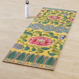 Chinesisch-gelbes Zitronendekor mit rosa Lotus Yogamatte