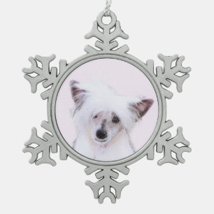 Chinesisch gezapfte Powderpuff-Malerei - Hundekuns Schneeflocken Zinn-Ornament