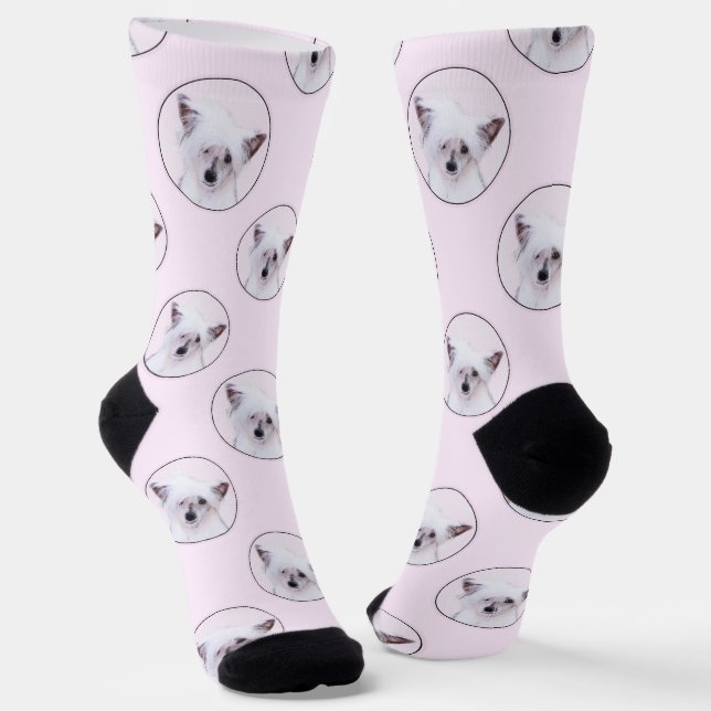 Chinesisch gezapftes Powderpuff Weiße Malerei Socken (Gewinkelt)
