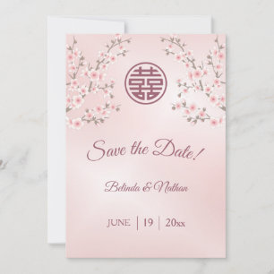Chinesisch Hochzeit Dusty Pink Cherry Blossom Save The Date