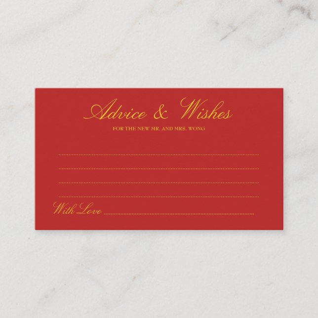 Chinesisch Inspiriert Hochzeitsratgeber und Wunsch Hinweiskarte (Vorderseite)