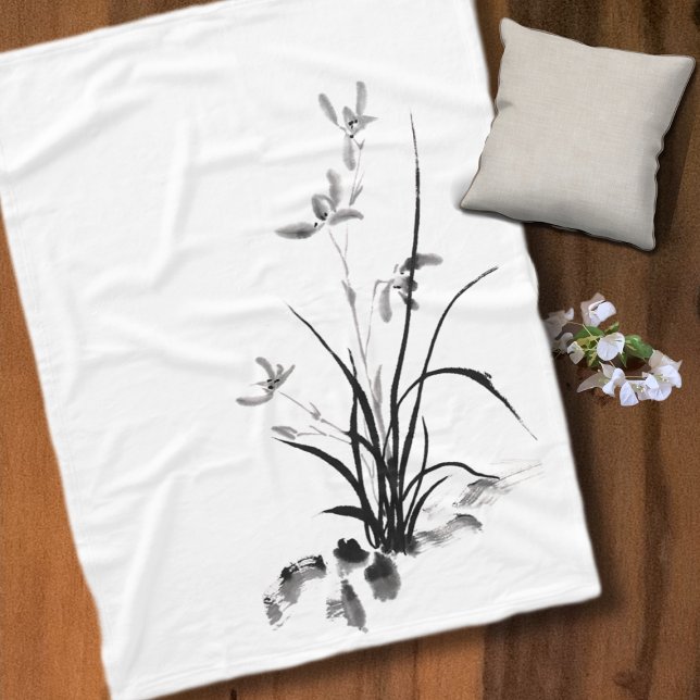 Chinesisch Iris - bw Fleecedecke (Von Creator hochgeladen)