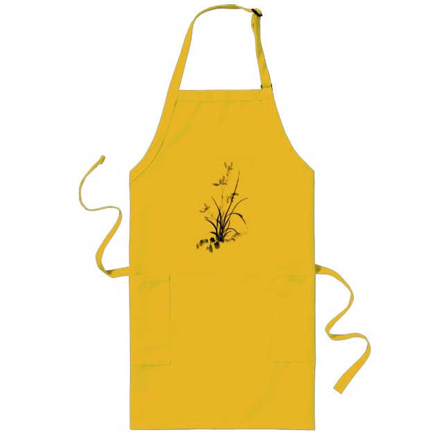 Chinesisch Iris - bw Lange Schürze (Vorne)