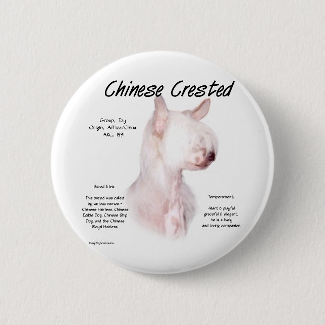 Chinesisch-kreiertes (haarloses) Geschichtsdesign Button (Vorderseite)
