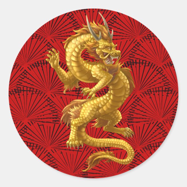 Chinesisch Lucky Gold Dragon Stickers (Vorderseite)