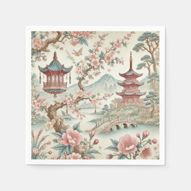 Chinesisch-rosafarbene Zunge Serviette (Vorderseite)