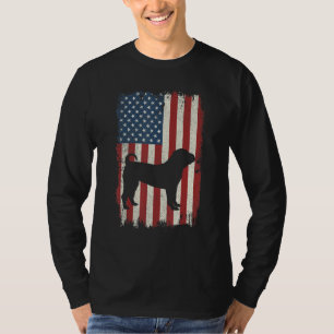 Chinesisch Shar Pei Amerikanische Flagge USA Hund  T-Shirt