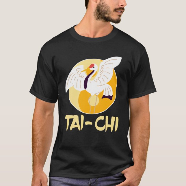 Chinesisch Tai Chi Yin Yang Crane T-Shirt (Vorderseite)