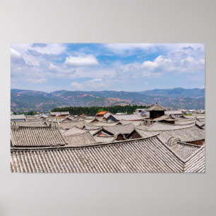 Chinesisch Traditionelle gepolsterte Dächer, Dali, Poster
