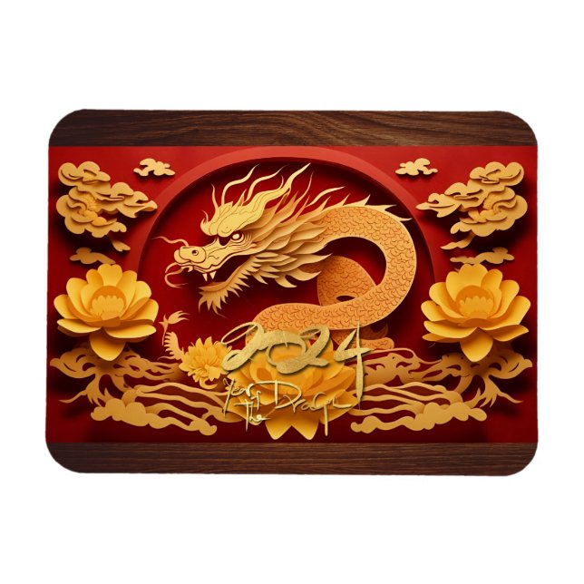 Chinesisch-Vietnamesischer Holzdrache Jahr 2024 Rc Magnet (Horizontal)