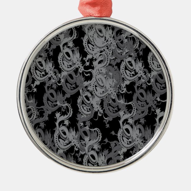 Chinesisch Ying Yang Dragon Ornament Aus Metall (Vorne)