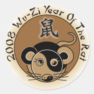 Chinesisch Zodiac 2008 Jahr der Rattenkleber Runder Aufkleber