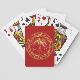 Chinesisch Zodiac Tiger Red/Gold ID542 Spielkarten
