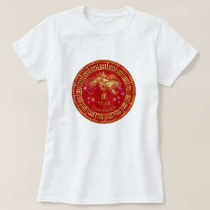 Chinesisch Zodiac Tiger Red/Gold ID542 T-Shirt