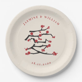 Chinesische Ai Liebe Rote Kirsche Blüten Verlobung Pappteller