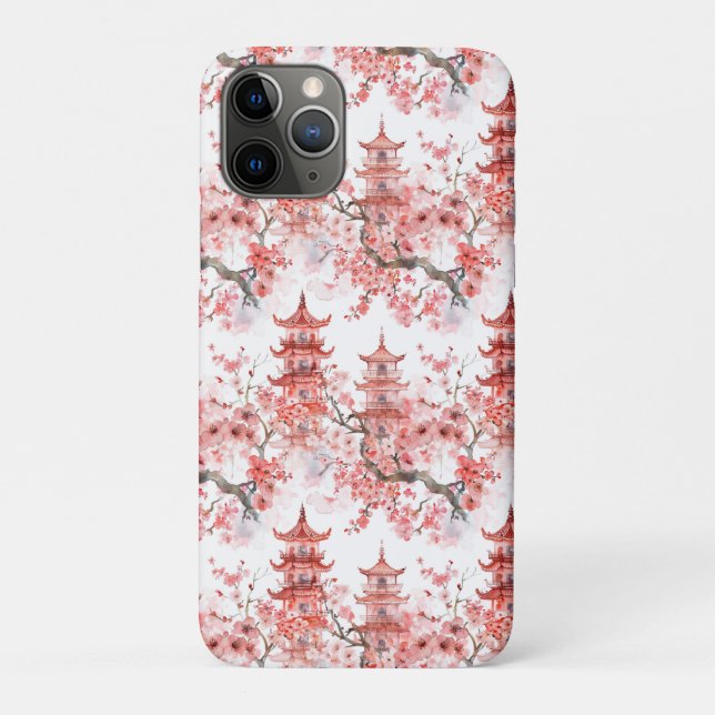Chinesische Aquarellpagode mit Kirschblüten (3) Case-Mate iPhone Hülle (Rückseite)