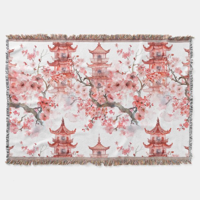 Chinesische Aquarellpagode mit Kirschblüten (3) Decke (Vorderseite)