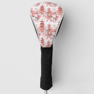 Chinesische Aquarellpagode mit Kirschblüten (3) Golf Headcover