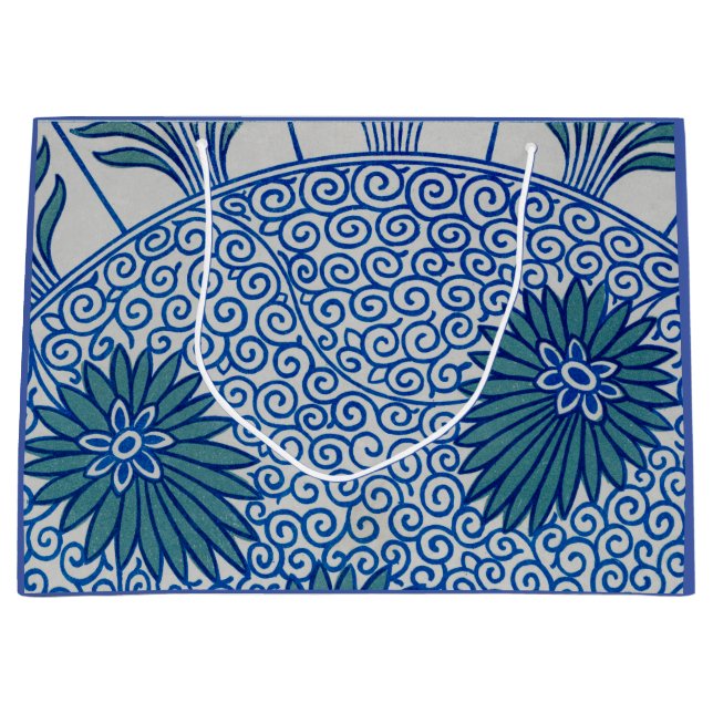 CHINESISCHE ART GIFT BAG BLUE FLORAL PATTERN GROßE GESCHENKTÜTE (Vorderseite)