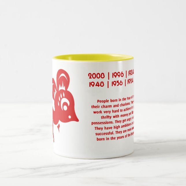 Chinesische Astrologie-Ratten-Illustration Zweifarbige Tasse (Mittel)
