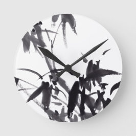 Chinesische Bambus-Tuschekunst  Runde Wanduhr