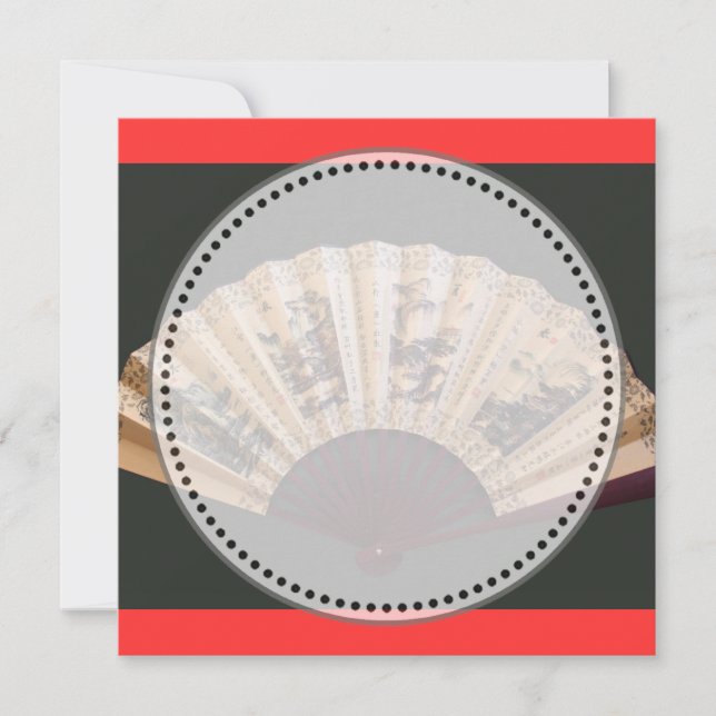 Chinesische Bambus und Seidenlüfter Blankoeinladun Einladung (Vorderseite)