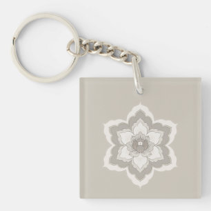Chinesische Baoxiang-Blume in minimalistem Beige u Schlüsselanhänger