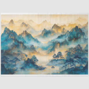 Chinesische Berge und Bäume Landschaft Decoupage Seidenpapier