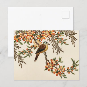 Chinesische Blume & Bird, Vintag Garden Postkarte