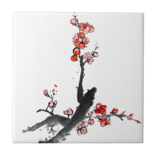 Chinesische Blumenmalerei, Pflaumenblüte Fliese