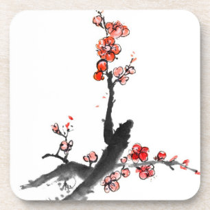 Chinesische Blumenmalerei, Pflaumenblüte Getränkeuntersetzer