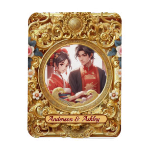 Chinesische Carvingrahmen für goldene Imitate Magnet