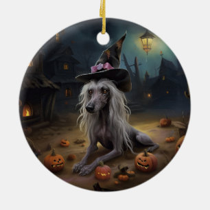Chinesische Crested-Kürbisse Halloween Gruselig  Keramik Ornament
